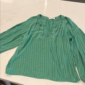 Emerald Green Ruffled V-Neck Blouse